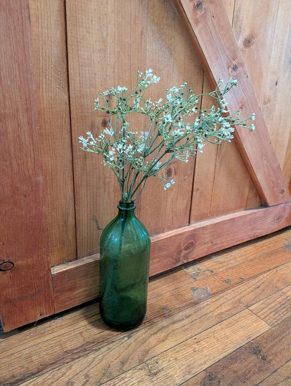 Hand-Blown Green Glass Bottle Vase for Home Accents